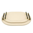 Premium Leather Oval Tray with Golden Handle 2 Pieces Set at Zubaidas Homestore Pakistan