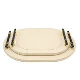 Premium Leather Oval Tray with Golden Handle 2 Pieces Set at Zubaidas Homestore Pakistan