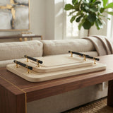 Premium Leather Tray with Golden Handle 2 Pieces Set at Zubaidas Homestore 