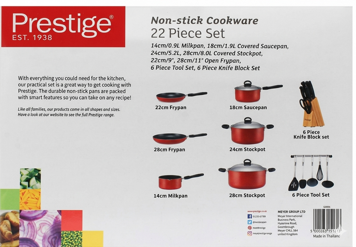 Prestige Cookware 22 Piece Set BHO-20965 at Zubaidas Homestore - Pakistan's Favorite Destination for Home Shopping