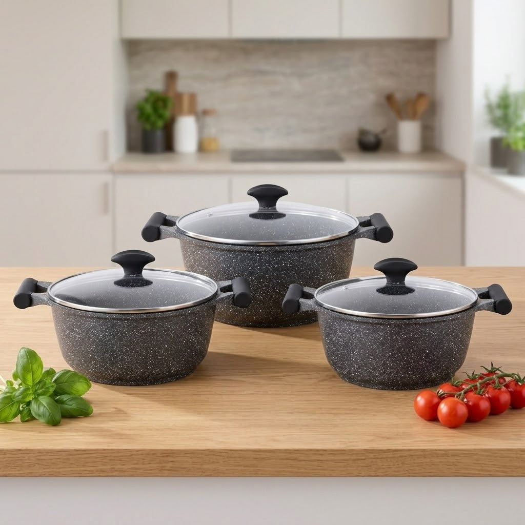 Prestige Essentials Aluminum Granite Cookware Set 6 Pieces at Zubaidas Homestore