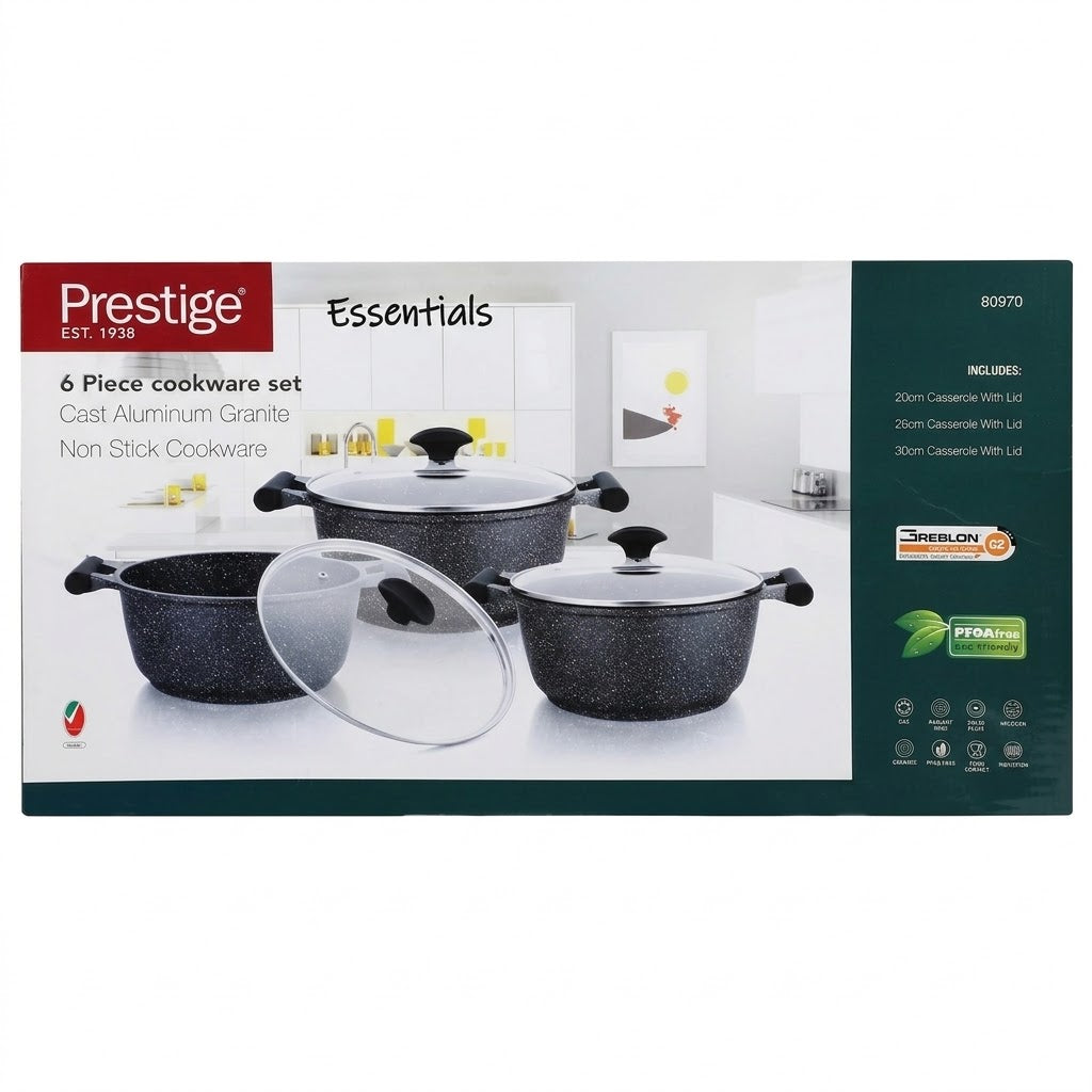 Prestige Essentials Aluminum Granite Cookware Set 6 Pieces at Zubaidas Homestore Pakistan