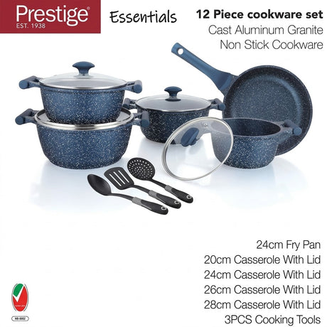 Prestige Essentials Granite 12 Piece Non Stick Cookware Set at Zubaidas Homestore Pakistan