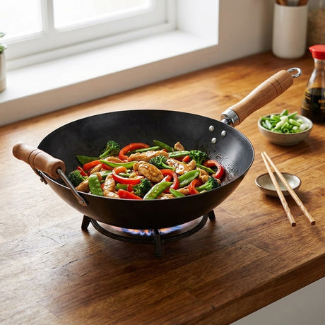 Prestige Non Stick Wok Pan 34cm with Wooden Handle at Zubaidas Homestore
