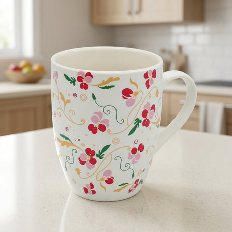 Printed Porcelain Mug White Floral 350ml at Zubaidas Homestore&nbsp; 