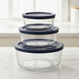 Pyrex Round Glass Food Storage Container 3 Pieces Blue at Zubaidas Homestore