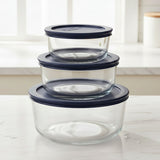 Pyrex Round Glass Food Storage Container 3 Pieces Blue at Zubaidas Homestore