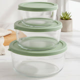 Pyrex Round Glass Food Storage Container 3 Pieces Green at Zubaidas Homestore