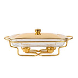 Rectangular Glass Chafing Dish With Gold Warmer Stand 2L at Zubaidas Homestore Pakistan