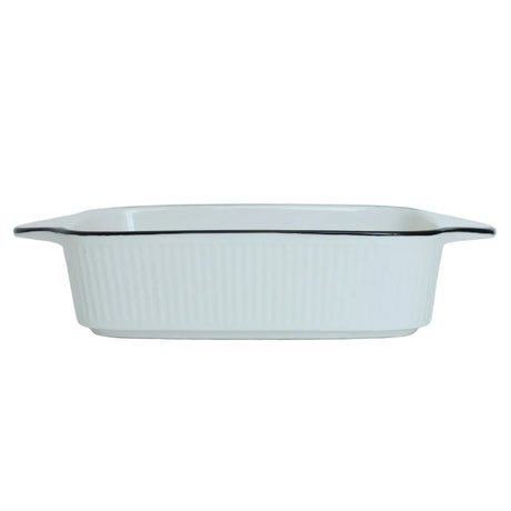 Rectangular Porcelain Baking Dish with Ribbed Design White at Zubaidas Homestore Best for Home Shopping