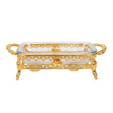 Regular Rectangular Serving Dish With Gold Stand at Zubaidas Homestore online Pakistan