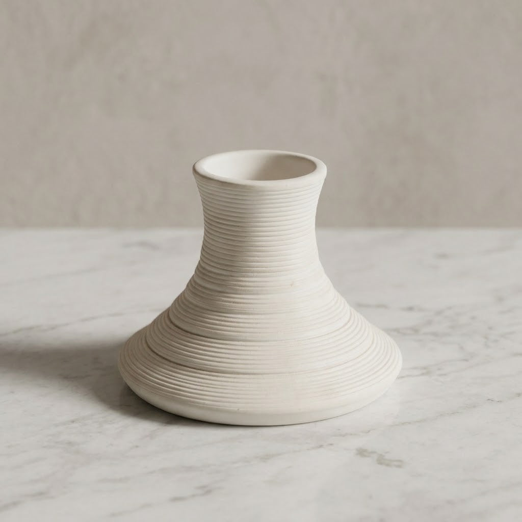 Ribbed Porcelain Vase White at Zubaidas Homestore 
