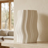 Ribbed Wavy Decorative Vase White at Zubaidas Homestore