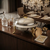 Round Chafing Dish Furnace with Gold Accent Legs Stainless Steel at Zubaidas Homestore Pakistan