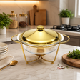 Round Dish Burner With Gold Stand 2LTR at Zubaidas Homestore Best for Home Shopping