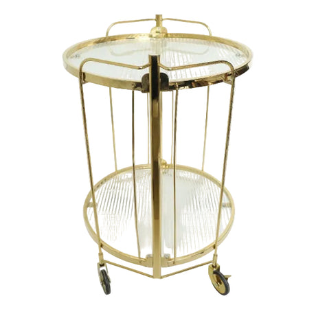 Round Gold Serving Trolley With Glass Shelves at Zubaidas Homestore Online Pakistan