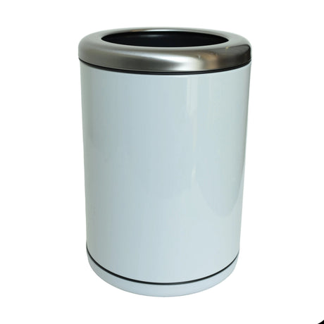Round Iron Trash Bin White with Silver Rim at Zubaidas Homestore Pakistan