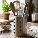 Round Silver Stainless Steel Spoon Holder 17.5cm at Zubaidas Homestore Best for Home Shopping