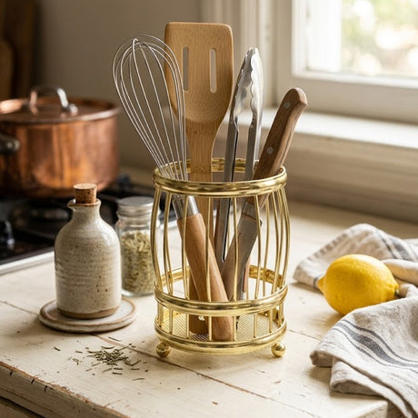 Round Spoon Holder Steel Emay Golden at Zubaidas Homestore Online Pakistan