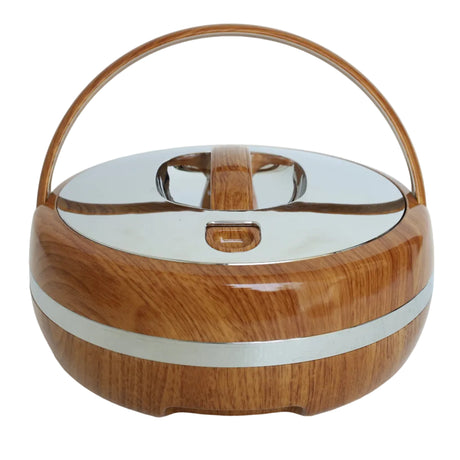 Round Wooden Finish Insulated Hot Pot 3 Liter at Zubaidas Homestore Best for Home Shopping
