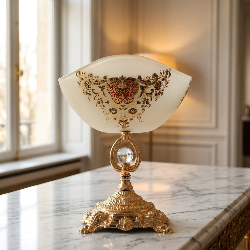 Royal Golden Pedestal Glass Decorative Bowl at Zubaidas Homestore