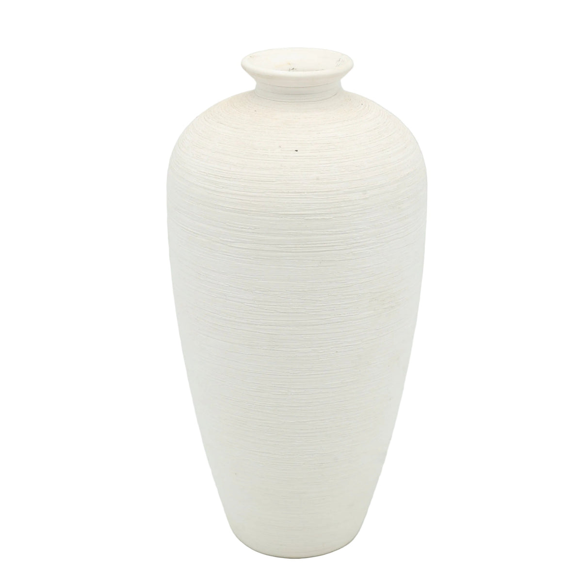 Rustic White Horizontal Ribbed Decor Vase at Zubaidas Homestore Pakistan