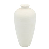 Rustic White Horizontal Ribbed Decor Vase at Zubaidas Homestore Pakistan
