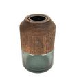 Sage Glass Vase with Wood Accent at Zubaidas Homestore Pakistan