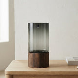 Sage Glass Vase with Wooden Base at Zubaidas Homestore