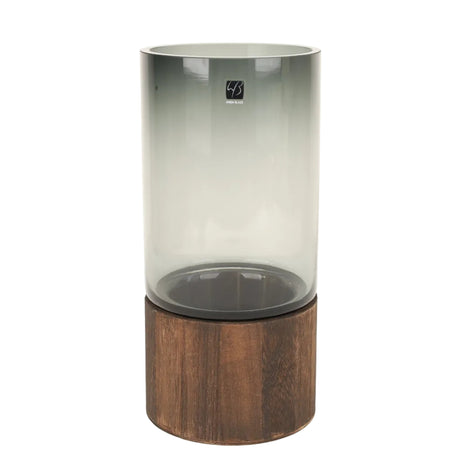 Sage Glass Vase with Wooden Base at Zubaidas Homestore Pakistan
