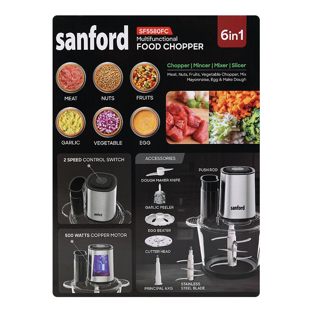 Sanford 6-In-1 Multi-Functional Food Chopper 500W at Zubaidas Best Home store in Pakistan