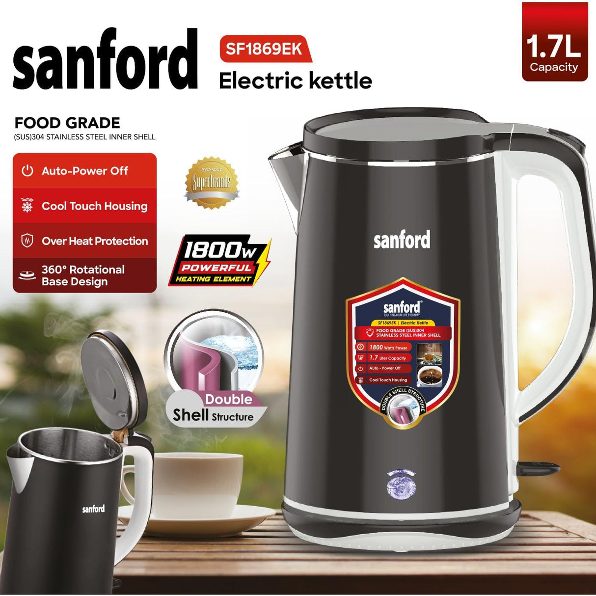 Sanford Electric Kettle SF1869EK 1.5 Liter at Zubaidas Homestore
