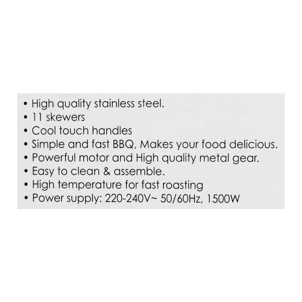 Sanford Electric Rotary Barbecue Grill SF5950 at Zubaidas Homestore Pakistan