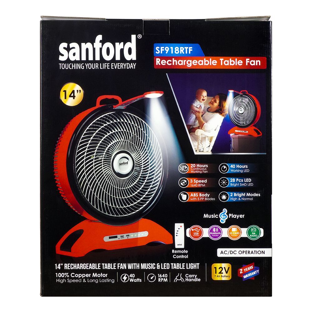 Sanford Rechargeable 40W Table Fan 35.5 cm at Zubaidas Number 1 Home Store in Pakistan