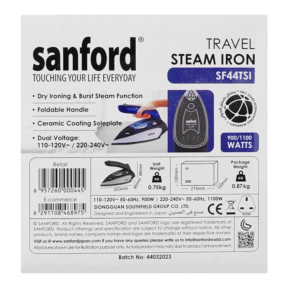 Sanford Travel Steam Iron 900-1100W SF-44TSI at Zubaidas The Biggest Home Shop in Pakistan