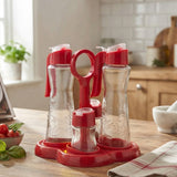 Sarina Glass Spice and Oil Bottle Dispenser with Stand at Zubaidas Homestore
