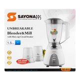 Sayona Blender and Mill 300-350W 1.5Liter SB4016 at Zubaidas Best Online Home Shop in Pakistan