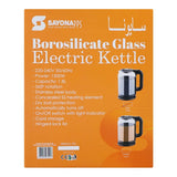 Sayona Borosilicate Glass Electric Kettle 1500W 1.8L SK-2535 at Zubaidas Home store Pakistan