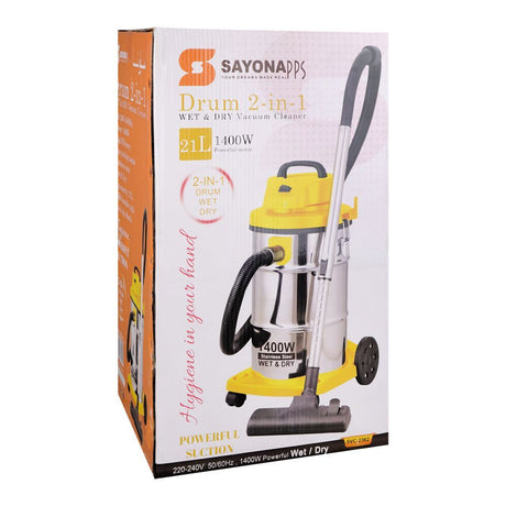 Sayona Drum 2-in-1 Wet and Dry Vacuum Cleaner 1400W SVC-2362 at Zubaidas Homestore
