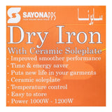 Sayona Dry Iron 1000-1200W SJ-402C at Zubaidas Best Online Homestore in Pakistan