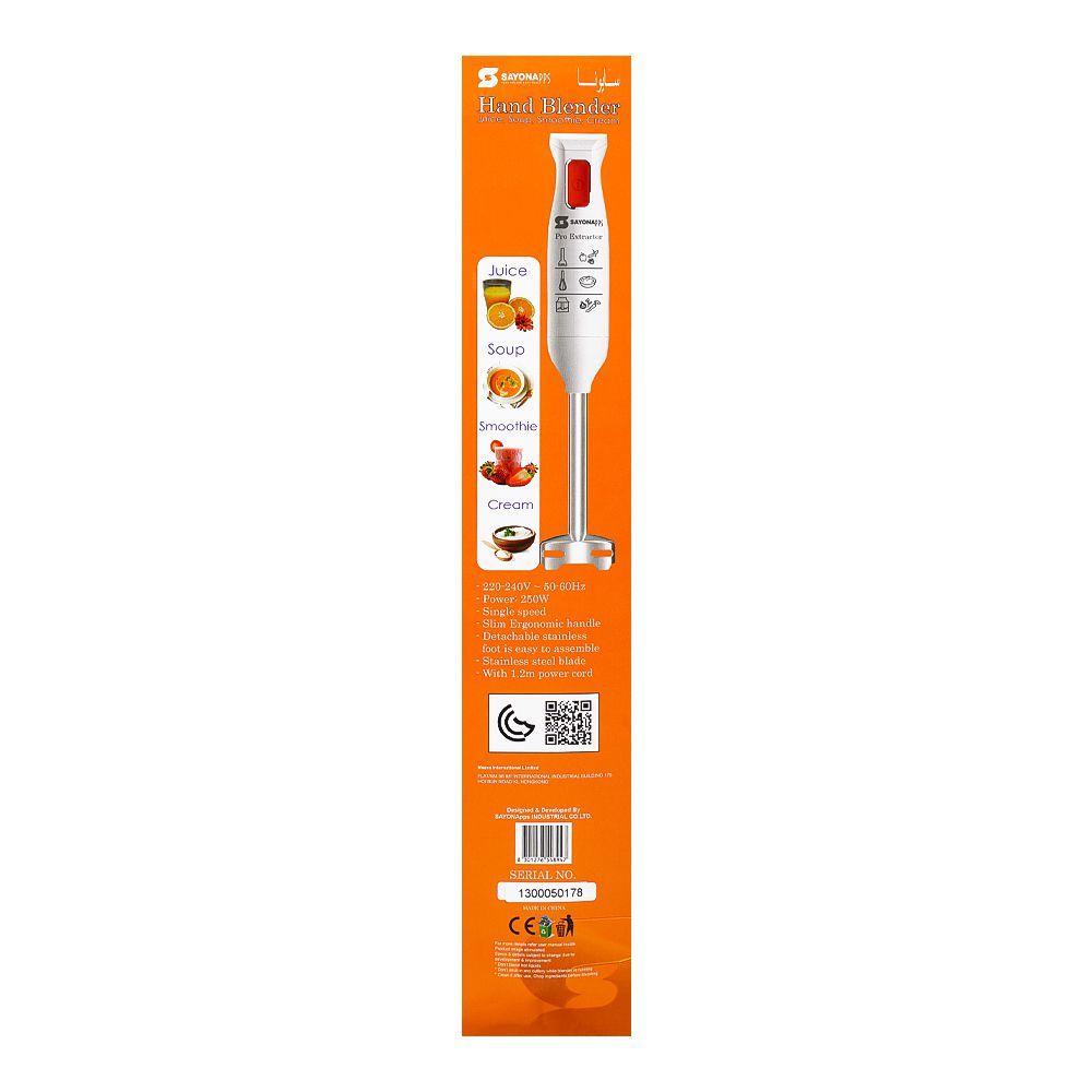 Sayona Hand Blender 250W SB-4407 at Zubaidas Best Homestore in Pakistan