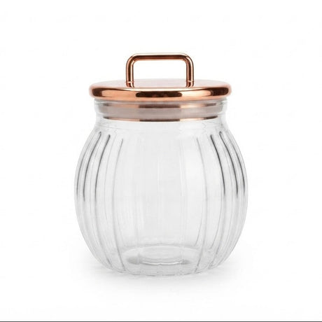 Sealed Cylindrical Glass Jar 1000ML With Rose Gold Lid at Zubaidas Homestore
