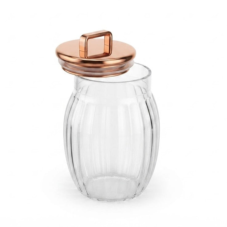Sealed Cylindrical Glass Jar 1200ML With Rose Gold Lid at Zubaidas Homestore Best for home Shoppig Pakistan