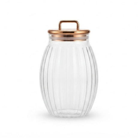 Sealed Cylindrical Glass Jar 1500ML With Rose Gold Lid at Zubaidas Homestore Best for Home Shopping Pakistan