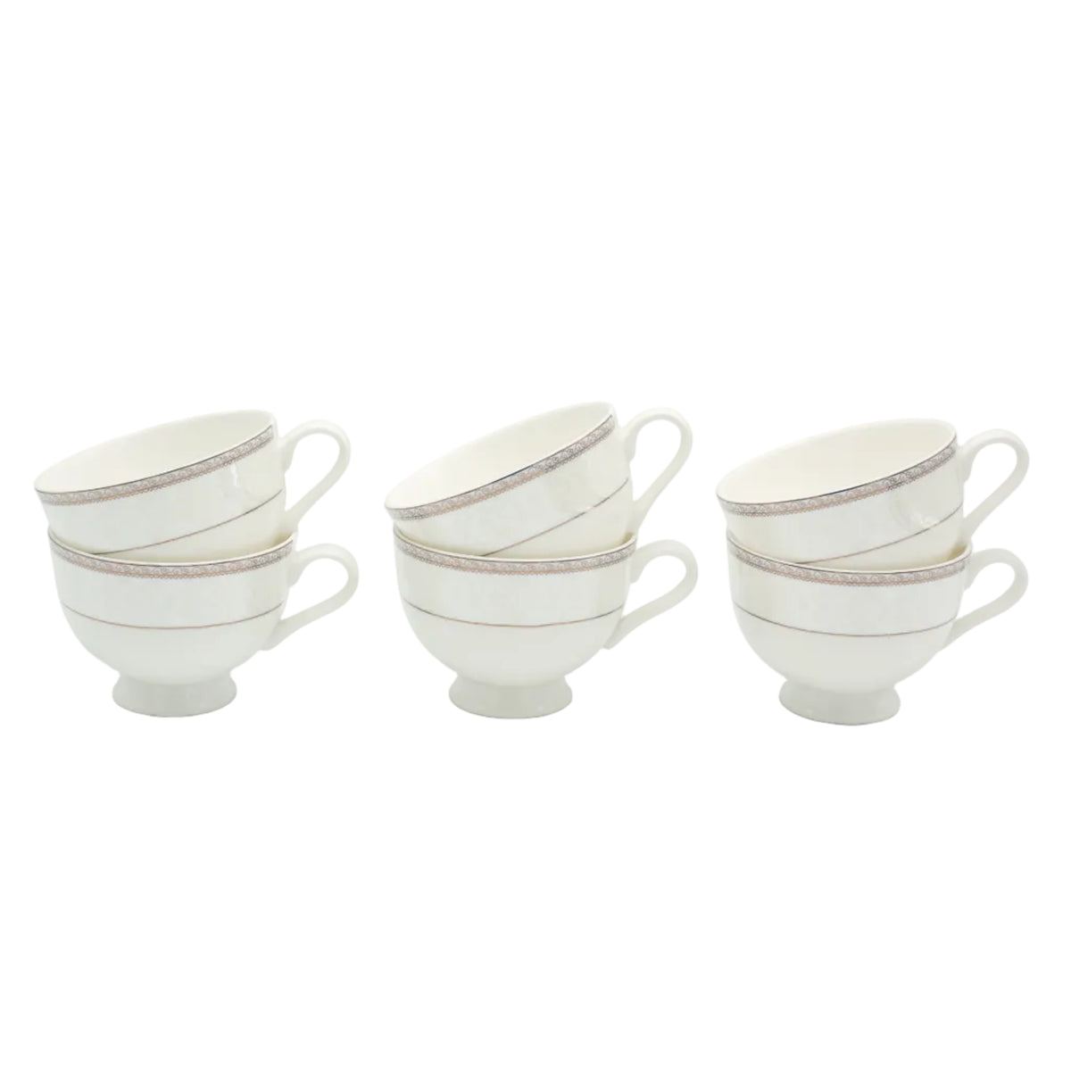 Shallow Bone China Cups and Saucers 6 Pieces Set White at Zubaidas Homestore. The Largest Home Shop in Pakistan