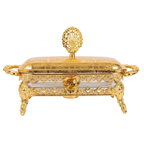 Small Rectangular Serving Dish With Gold Stand at Zubaidas Homestore Pakistan