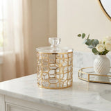 Small Round Brick Pattern Acrylic Jar With Gold Trim at Zubaidas Homestore