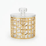 Small Round Brick Pattern Acrylic Jar With Gold Trim at Zubaidas Homestore
