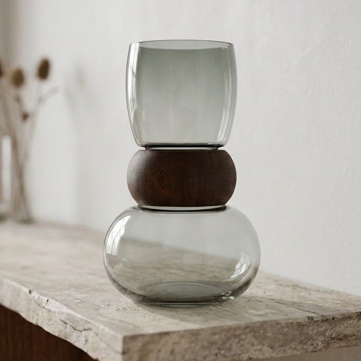 Smoked Glass Decorative Vase Grey at Zubaidas Homestore