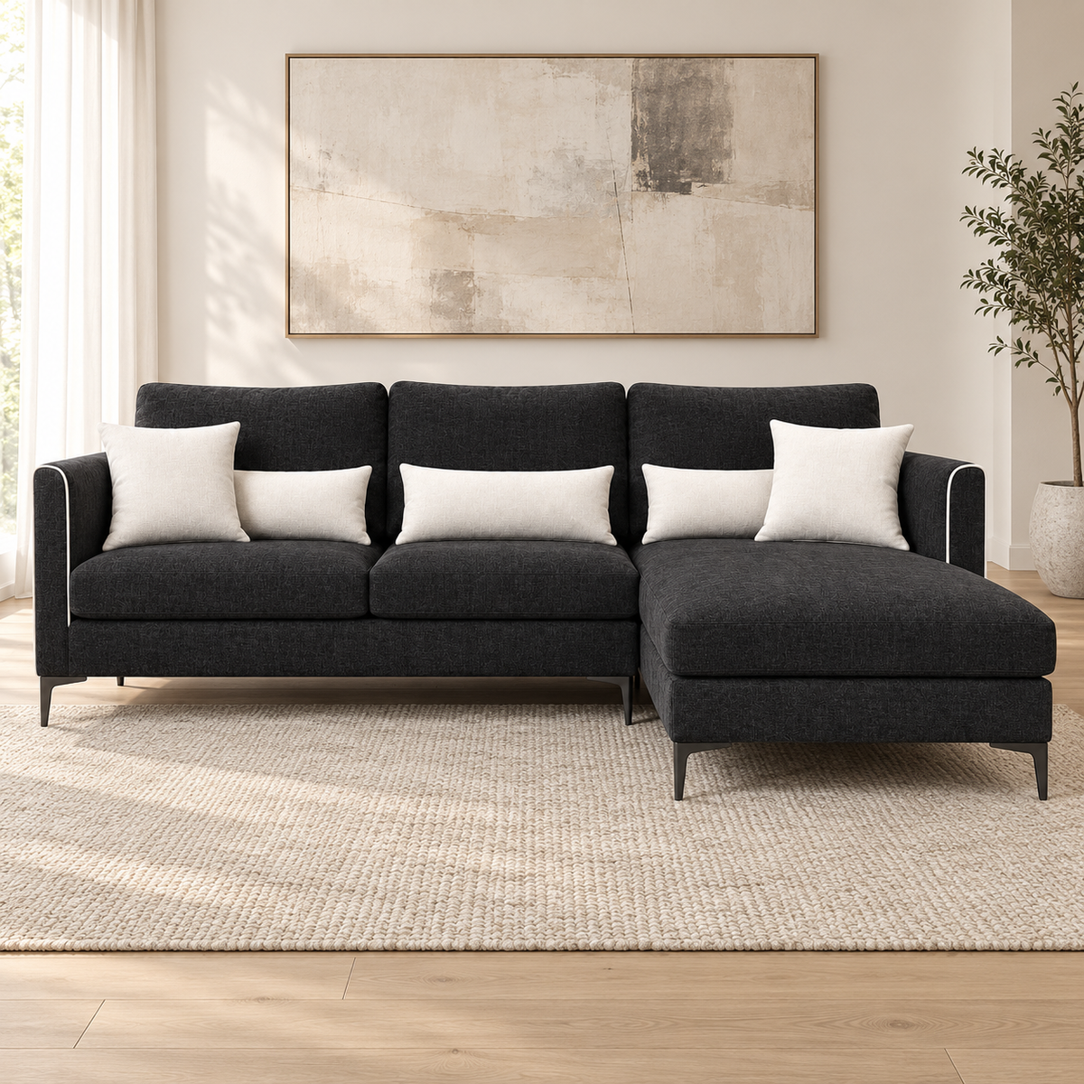 Sofa Marino L-Shape LHS Smoked Caviar at Zubaidas Homestore Pakistan